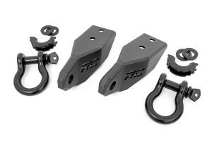 Toyota Tundra Tow Hook Brackets - Front - Rough Country - D-Ring Combo - Black - '07-'21 Toyota Tundra Tow Hook Brackets - Front - Rough Country - D-Ring Combo - Black - '07-'21